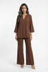 54-2072/5038 Long Top and Flare Pants - Brown Loft