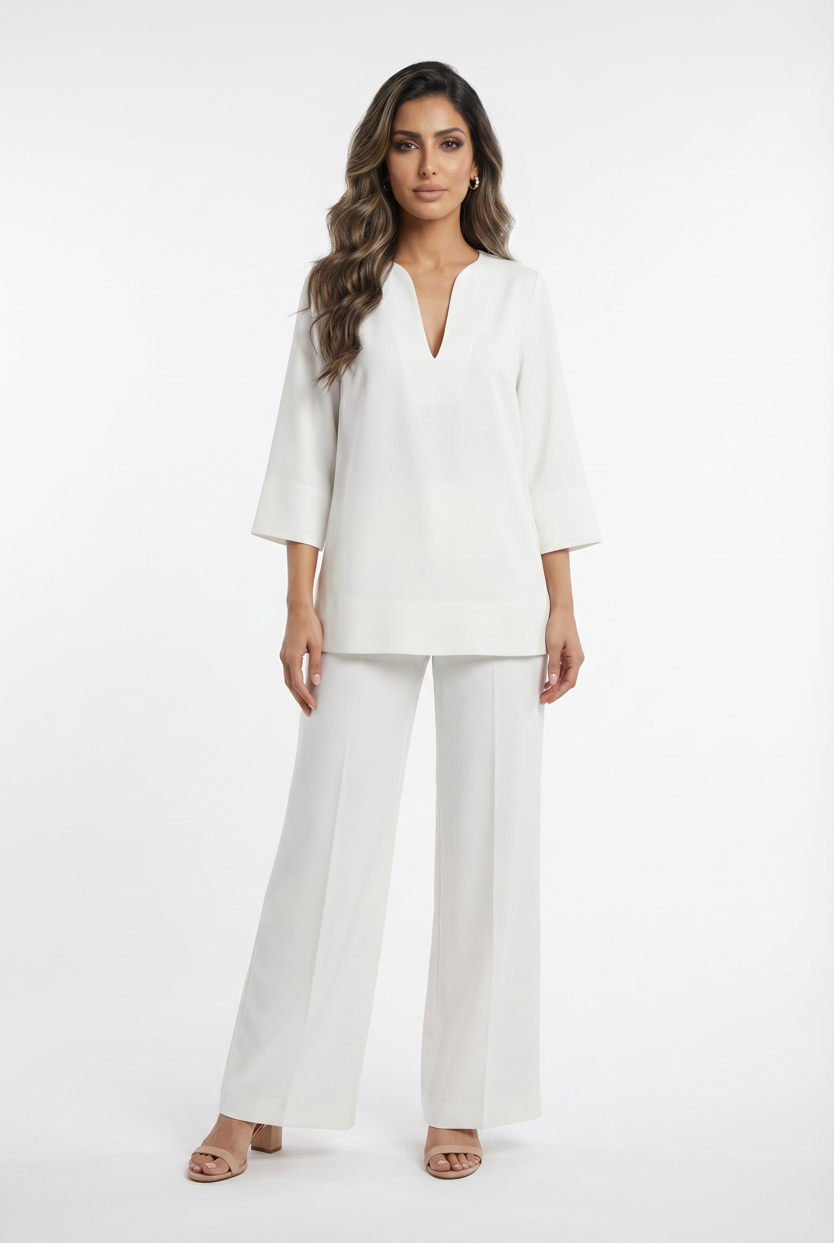 54-2072/5038 Long Top and Flare Pants - Brown Loft