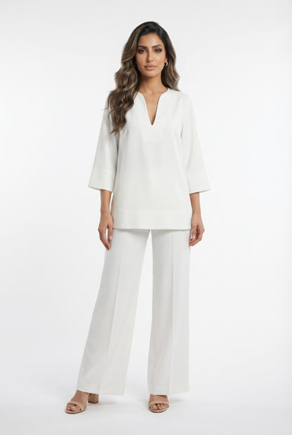 54-2072/5038 Long Top and Flare Pants - Brown Loft