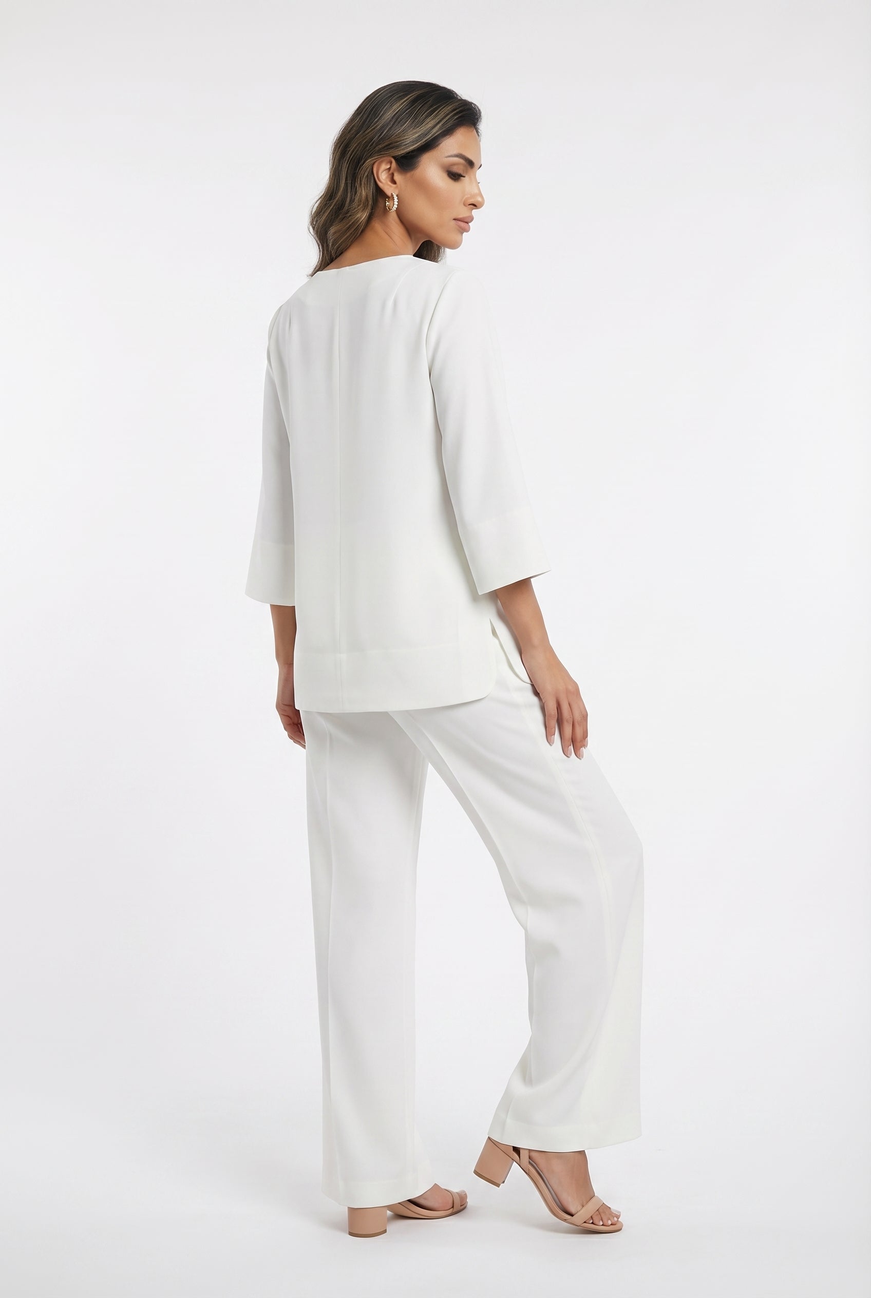 54-2072/5038 Long Top and Flare Pants - Brown Loft