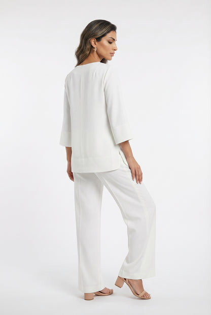 54-2072/5038 Long Top and Flare Pants - Brown Loft