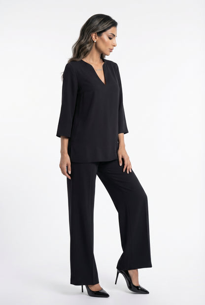 54-2072/5038 Long Top and Flare Pants - Brown Loft