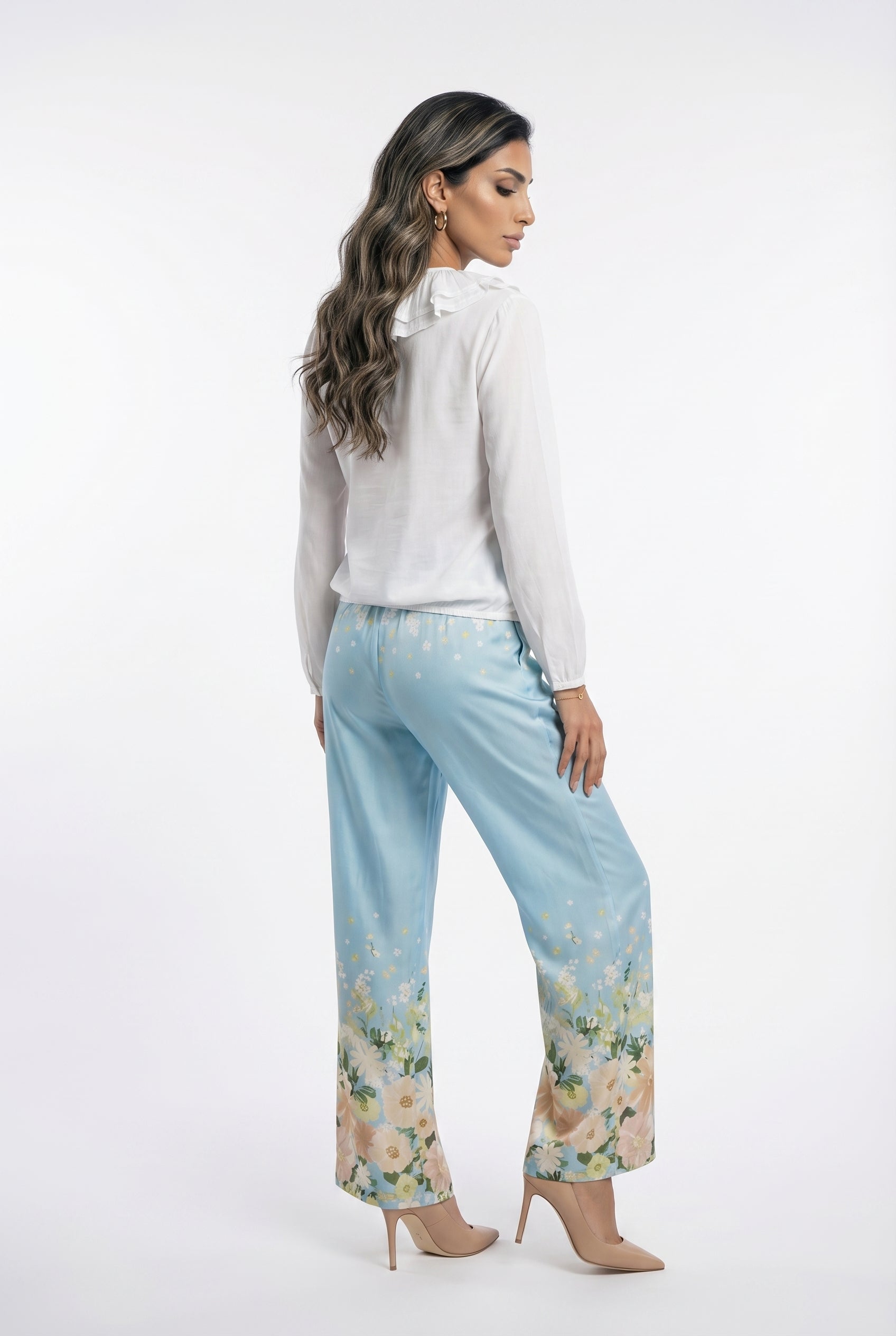 Dulce Satin Floral Pants - Brown Loft