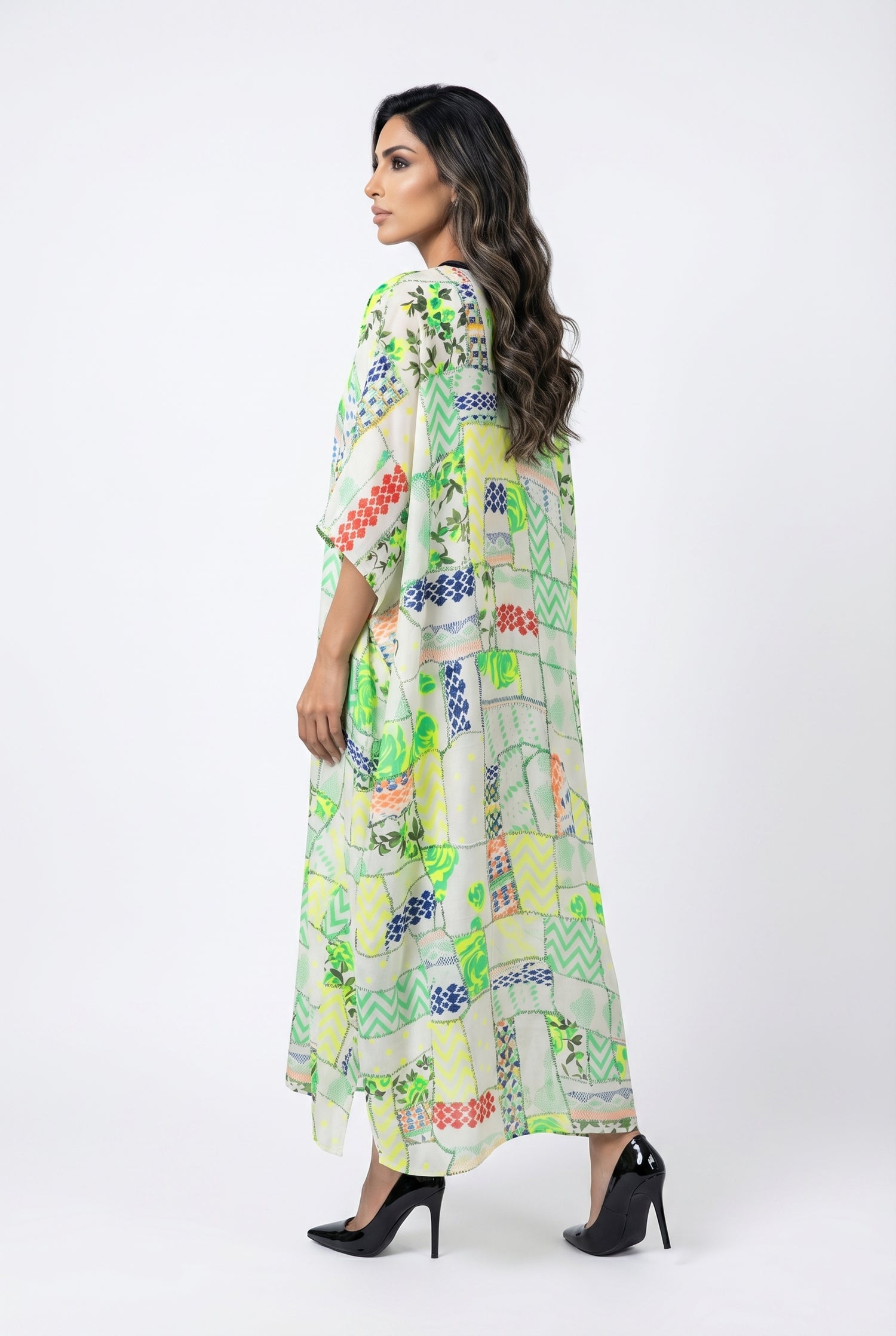 BL3 Neon Patched Long Kaftan - Brown Loft