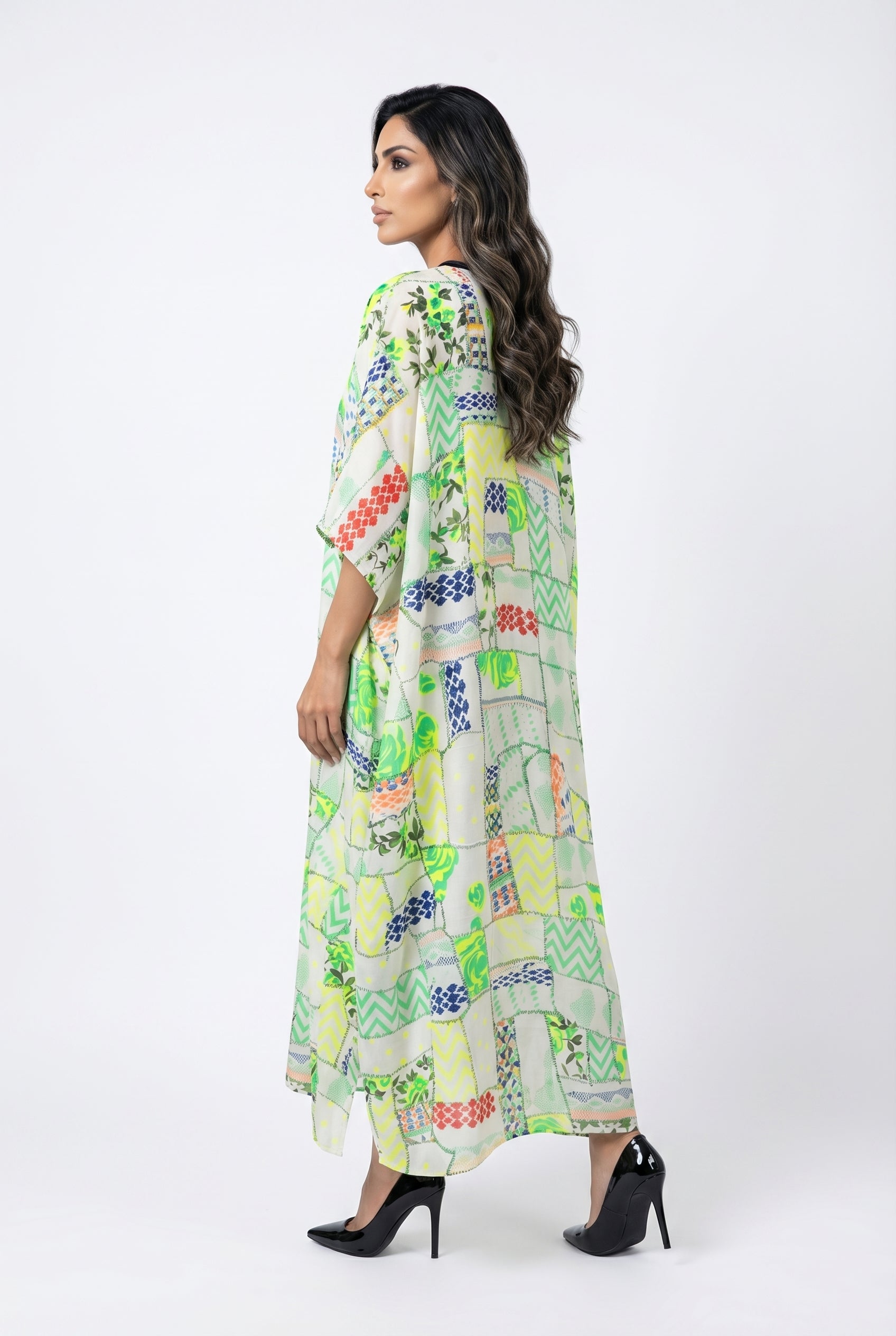 BL3 Neon Patched Long Kaftan - Brown Loft