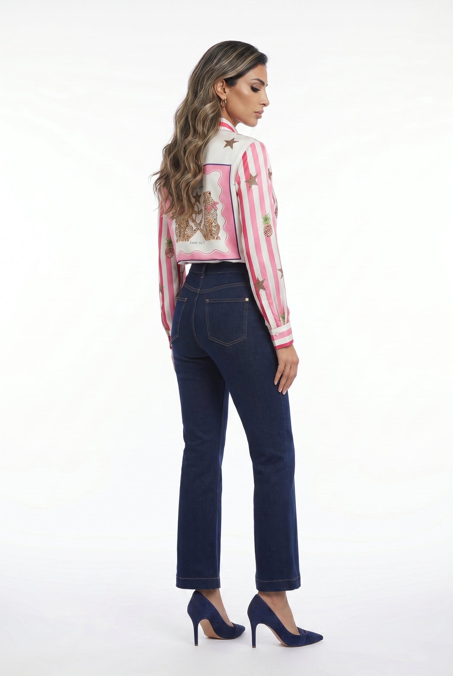 33641 Striped and Leopard Shirt - Brown Loft
