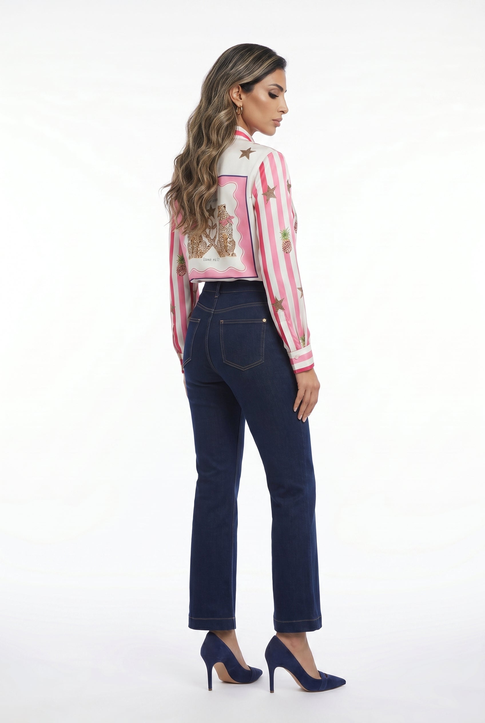 33641 Striped and Leopard Shirt - Brown Loft