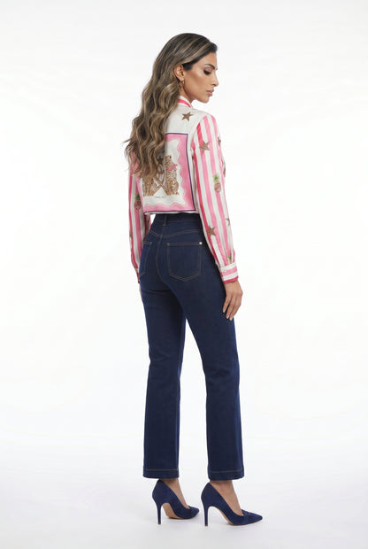 33641 Striped and Leopard Shirt - Brown Loft