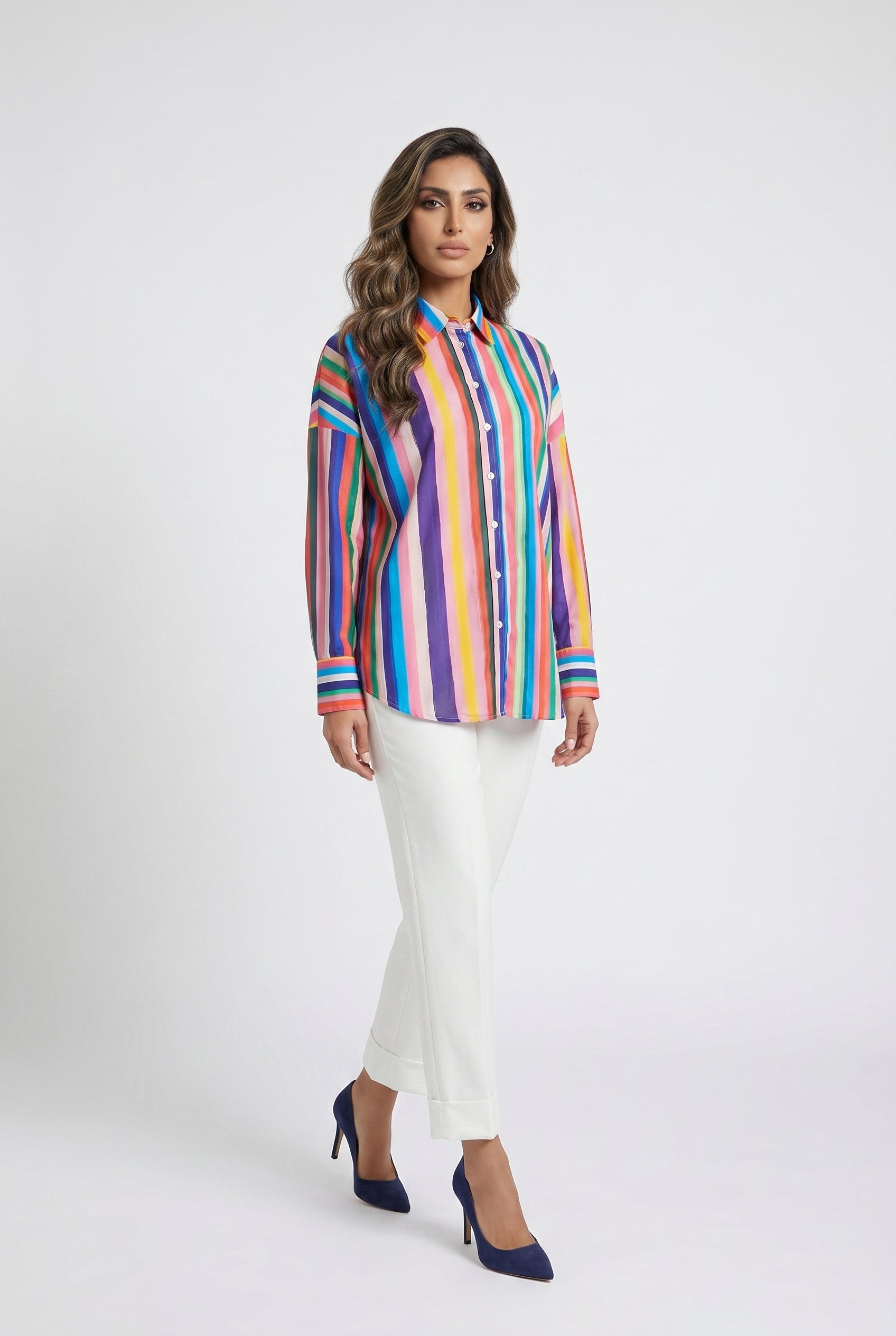 33269 Multicolored Stripe Shirt - Brown Loft