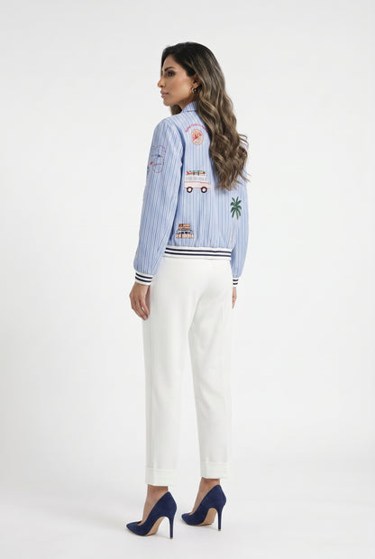 33207 Striped Bomber Jacket - Brown Loft