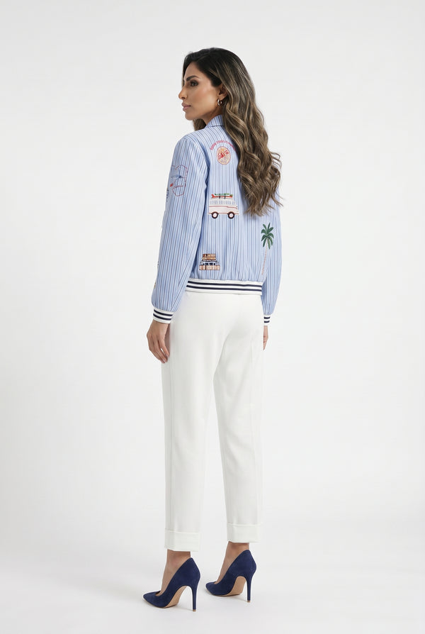 33207 Striped Bomber Jacket
