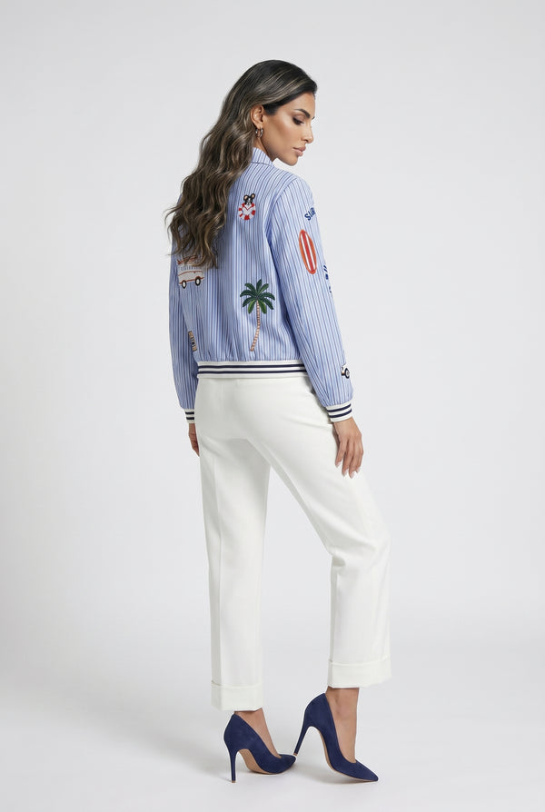 33207 Striped Bomber Jacket