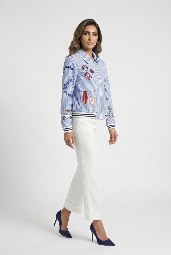 33207 Striped Bomber Jacket