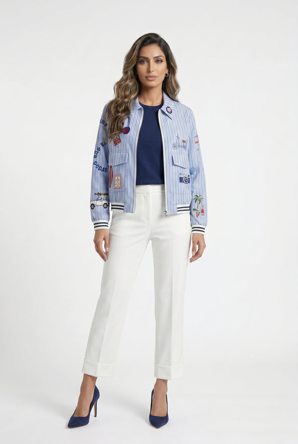 33207 Striped Bomber Jacket