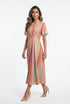 6218140  Multicolor Linen Blend Long Dress فستان طويل متعدد الألوان من مزيج الكتان - Brown Loft