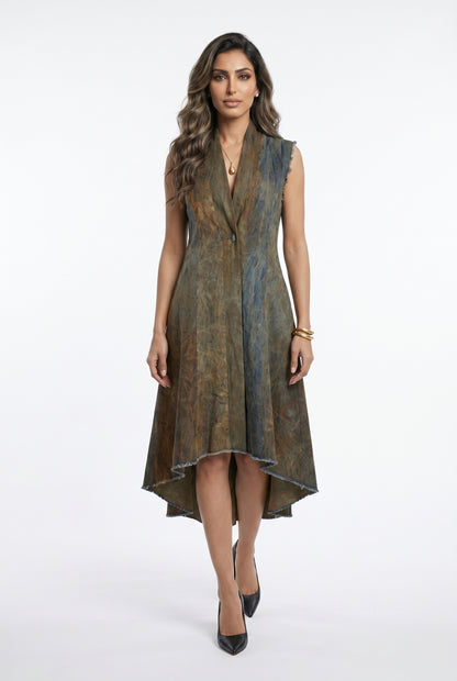S340/047 Redingote Line Long Vest - Brown Loft