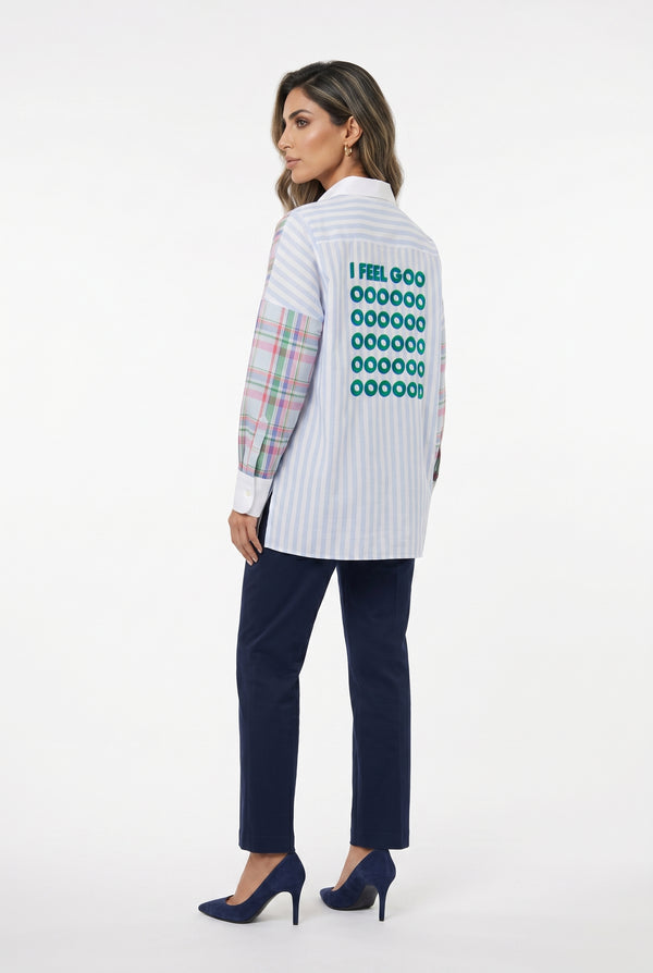 33365 Multicolor Checkered Oversized Shirt