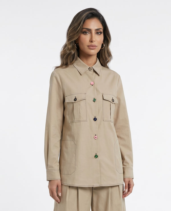 33411 Colored Buttoned Jacket