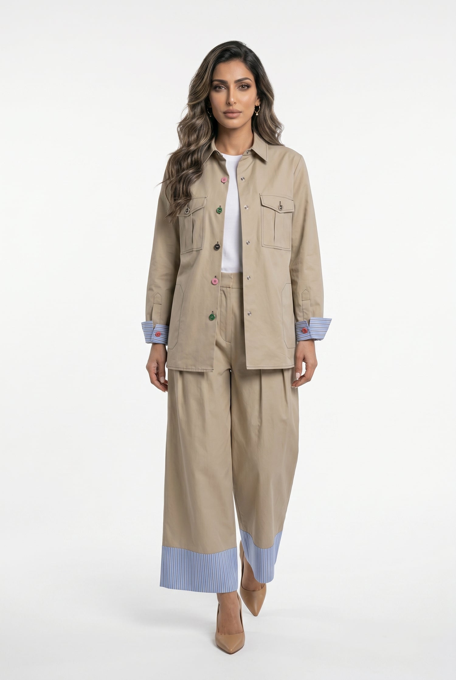 33411 Colored Buttoned Jacket - Brown Loft