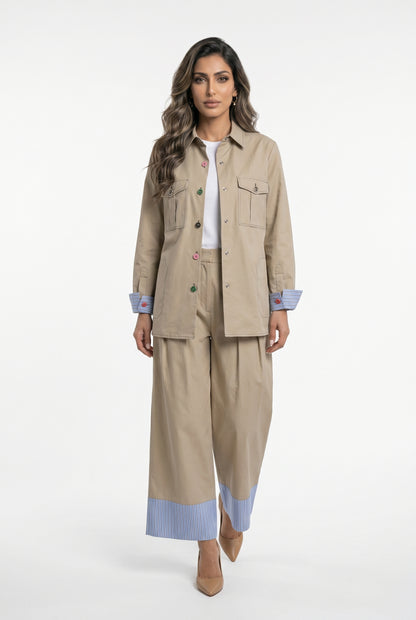 33411 Colored Buttoned Jacket - Brown Loft