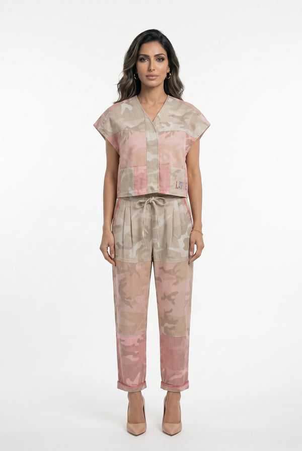 Angele Multi-Tone Camouflage Patterned Pants بنطال بنقشة تمويه متعددة الألوان