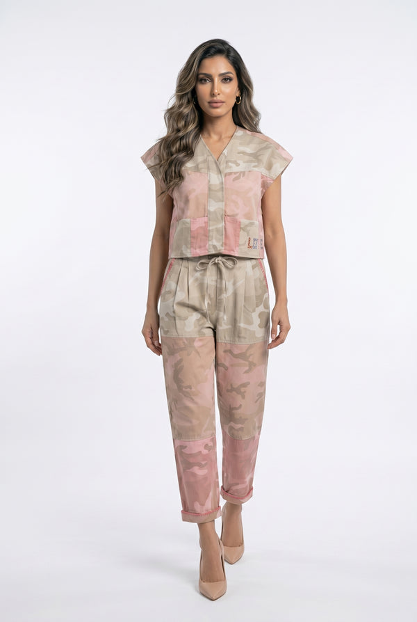Angele Multi-Tone Camouflage Patterned Pants بنطال بنقشة تمويه متعددة الألوان