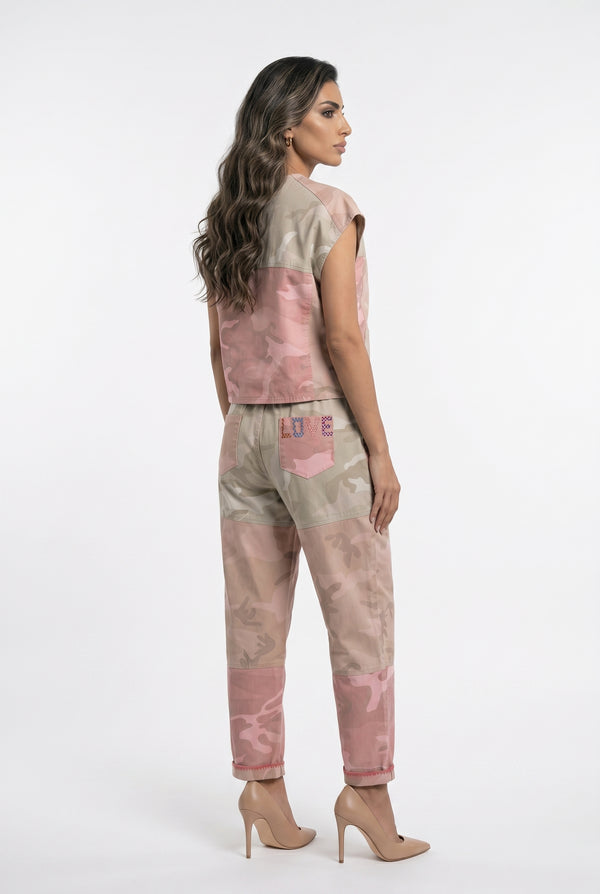 Angele Multi-Tone Camouflage Patterned Pants بنطال بنقشة تمويه متعددة الألوان