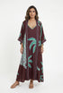 LS2616022/2004 Palm Print Strap Dress and Cardigan فستان بحزام مطبوع بأشكال النخيل وكارديغان - Brown Loft