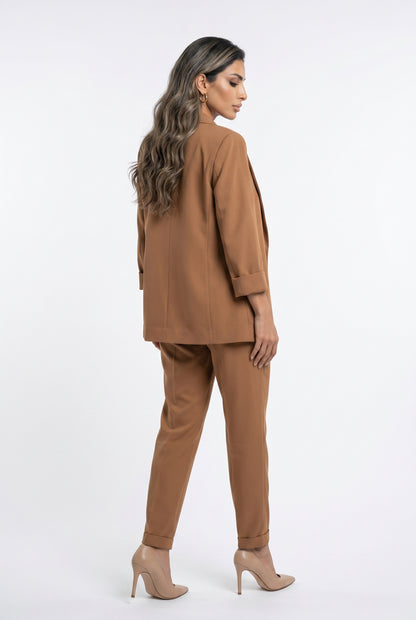 63-1028 Oversized Jacket without Buttons - Brown Loft