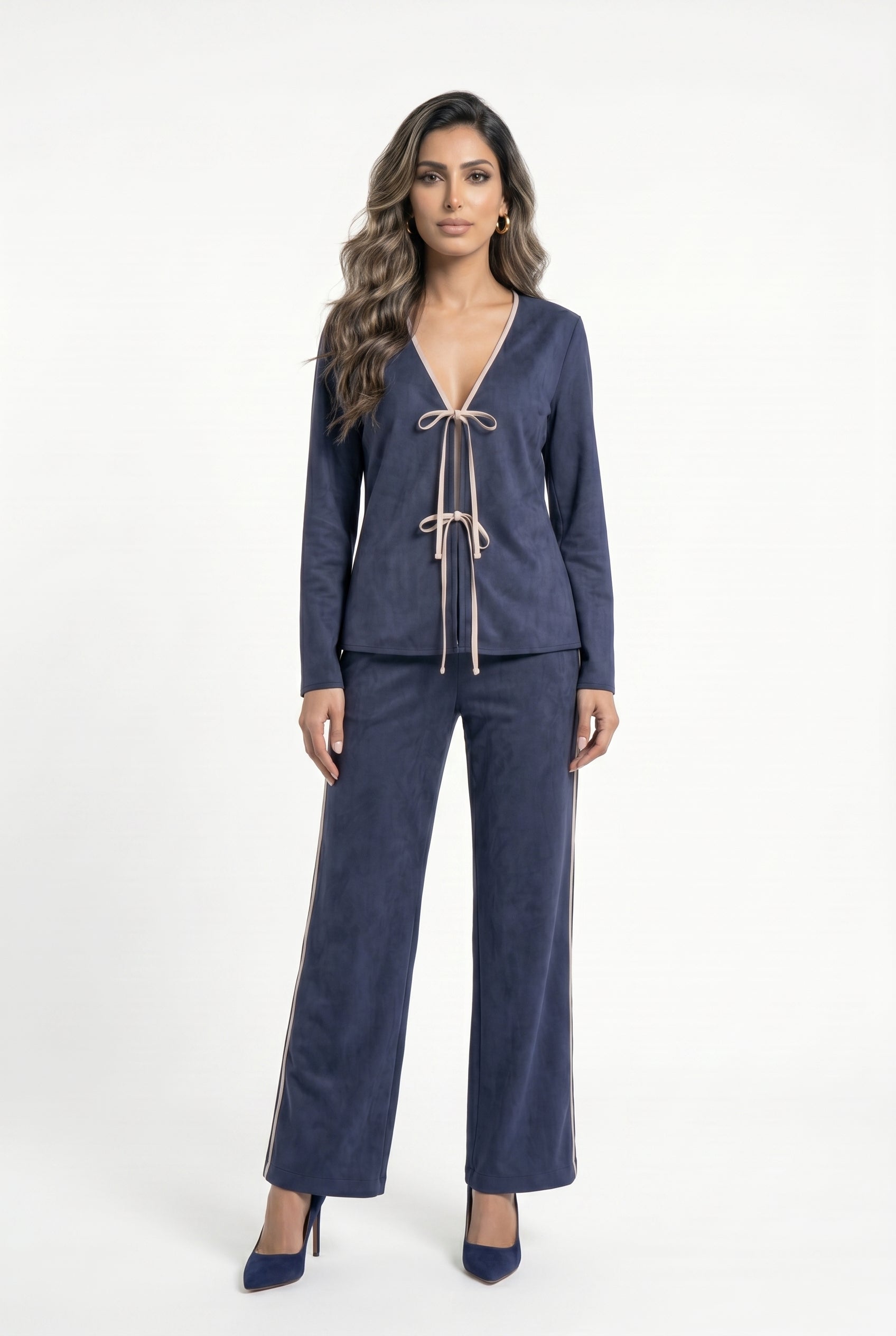 63-2197/5136 Top and Pants Set طقم قميص وبنطلون - Brown Loft