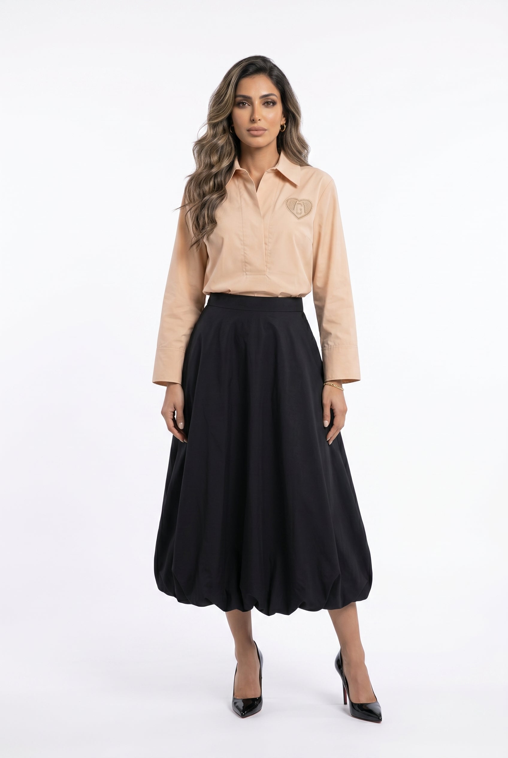 63-6012 Midi Balloon Skirt - Brown Loft