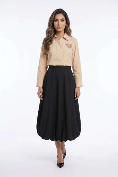 63-6012 Midi Balloon Skirt - Brown Loft