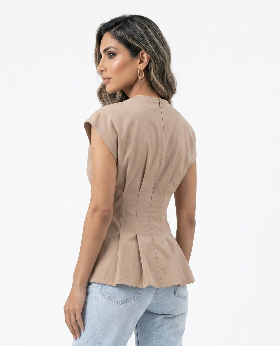Structured Peplum Top – TDM71725 - Brown Loft