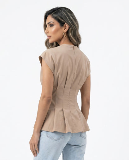 Structured Peplum Top – TDM71725 - Brown Loft