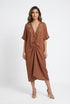 LS2616010 Linen Midi Dress - Brown Loft