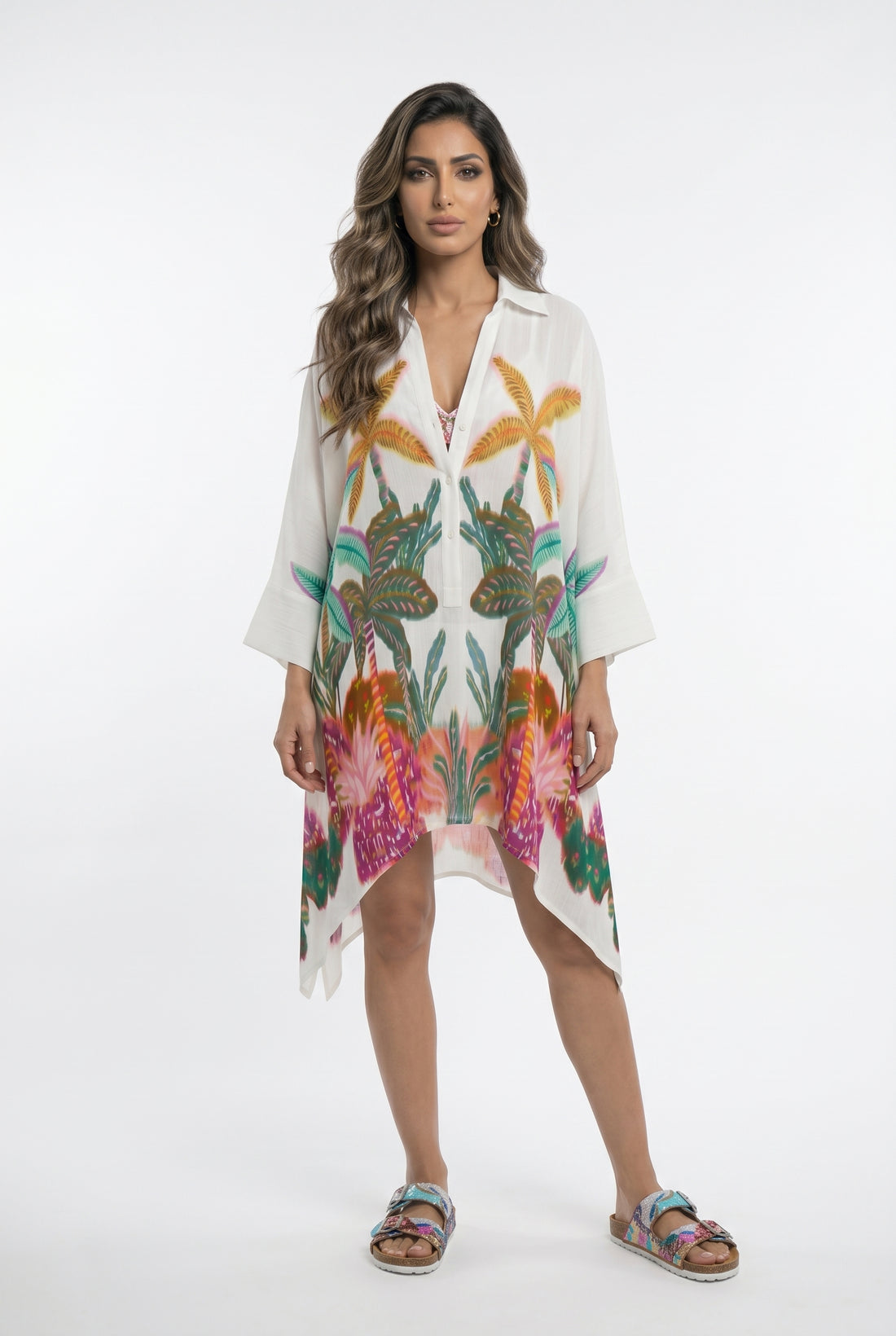 LS2615014 Oversized Shirt with Embroidery - Brown Loft