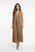 63-3321 Sleeveless Dress with Ruffles - Brown Loft