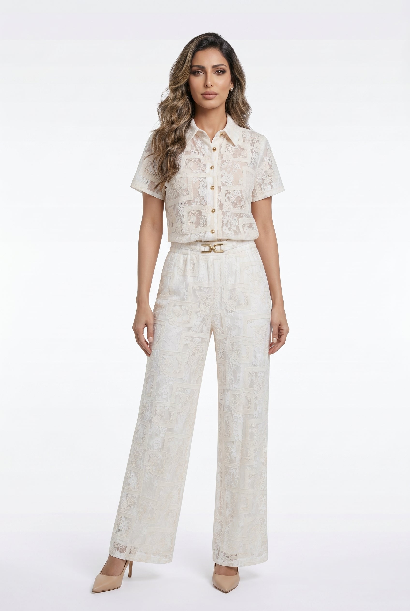 Mesha/Esther Lace Shirt and Pants - Brown Loft