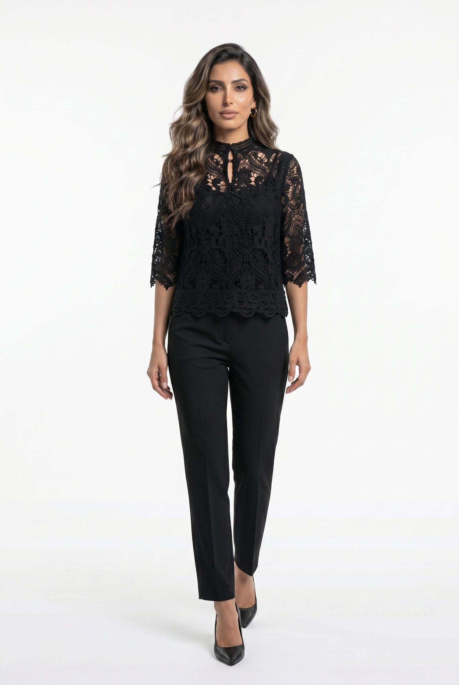 Cropped Floral Lace Top 80973