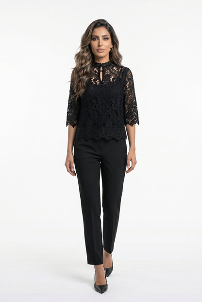 Cropped Floral Lace Top 80973