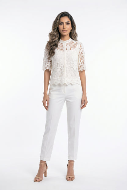 Cropped Floral Lace Top 80973