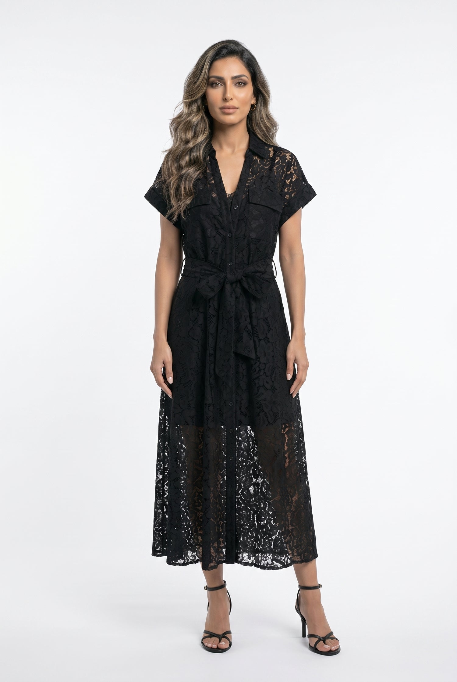 CK08551 Floral Lace Dress - Brown Loft