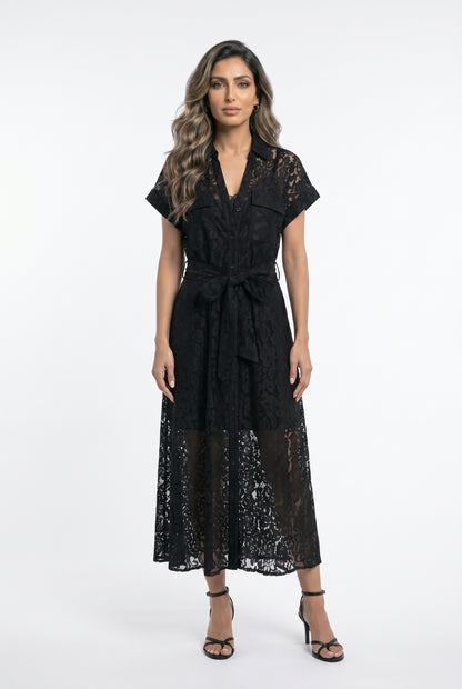 CK08551 Floral Lace Dress - Brown Loft