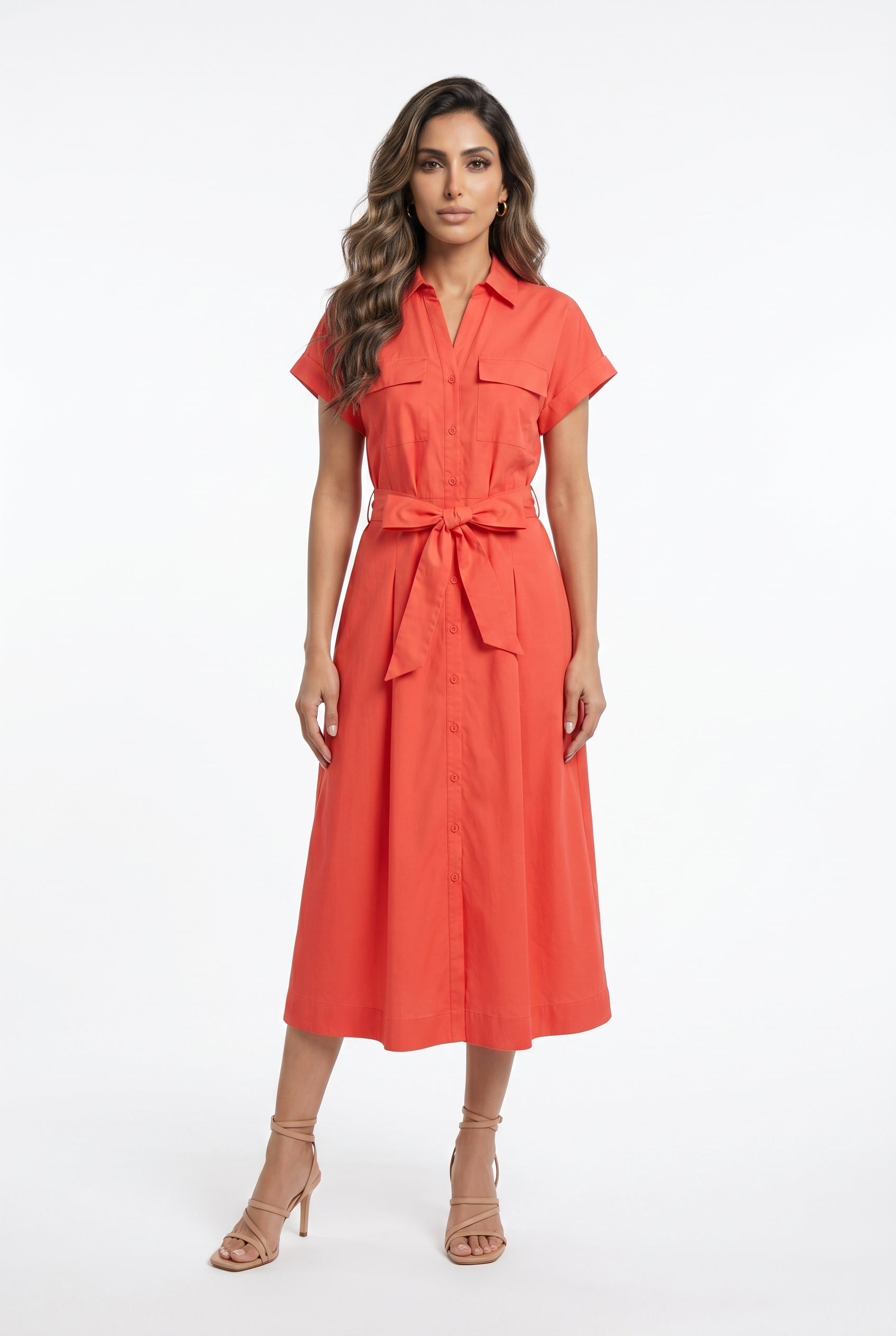 CK08551C Poplin Utility Dress - Brown Loft