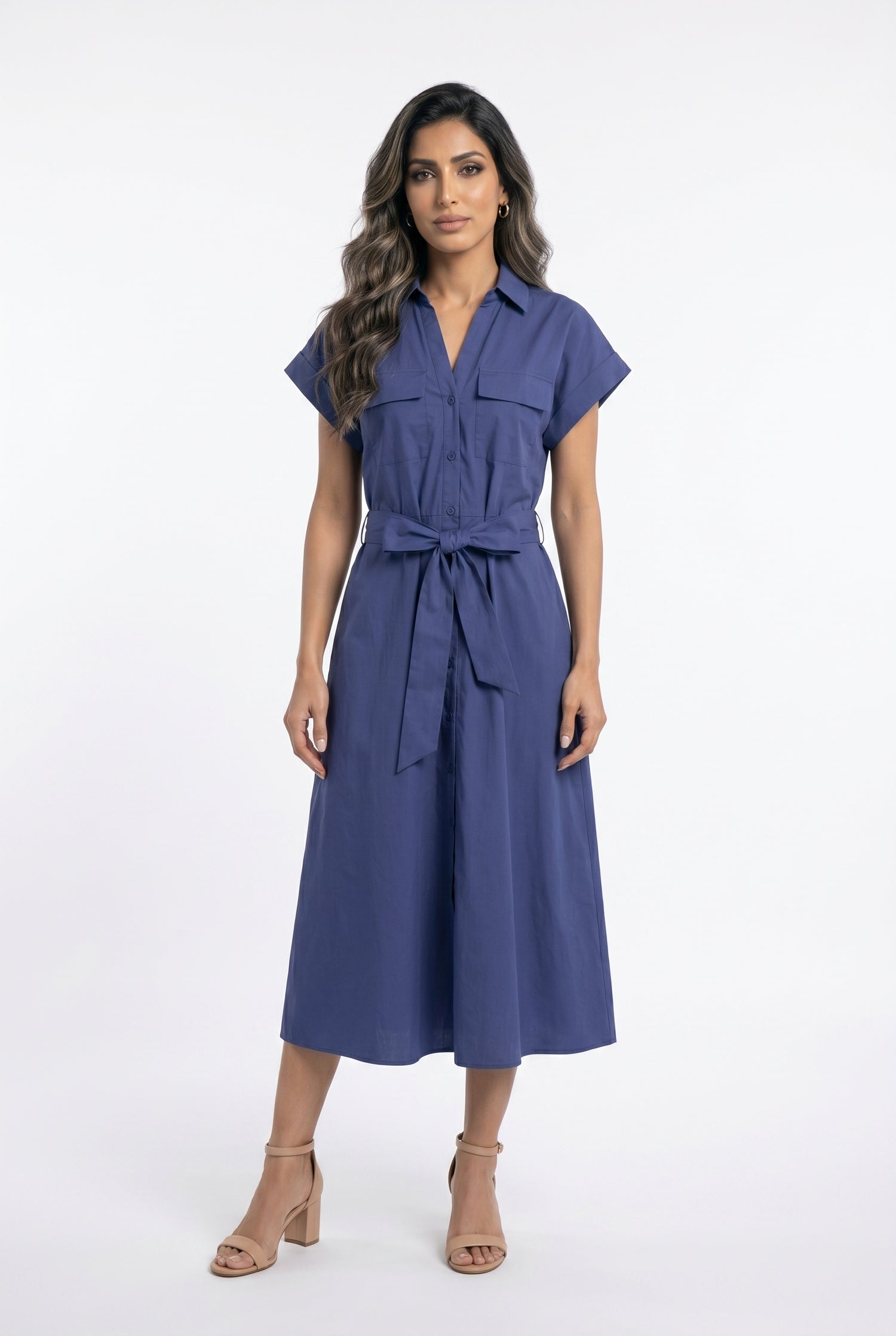 CK08551C Poplin Utility Dress - Brown Loft
