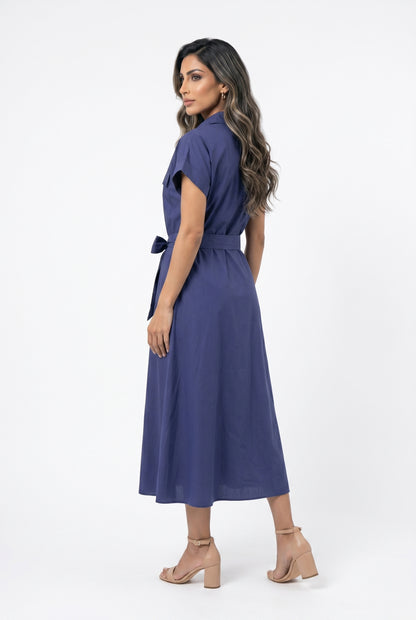 CK08551C Poplin Utility Dress - Brown Loft