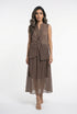 Crinkled Texture Sleeveless Top and Skirt Set 26S-1019/7020 - Brown Loft