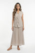 Crinkled Texture Sleeveless Top and Skirt Set 26S-1019/7020 - Brown Loft