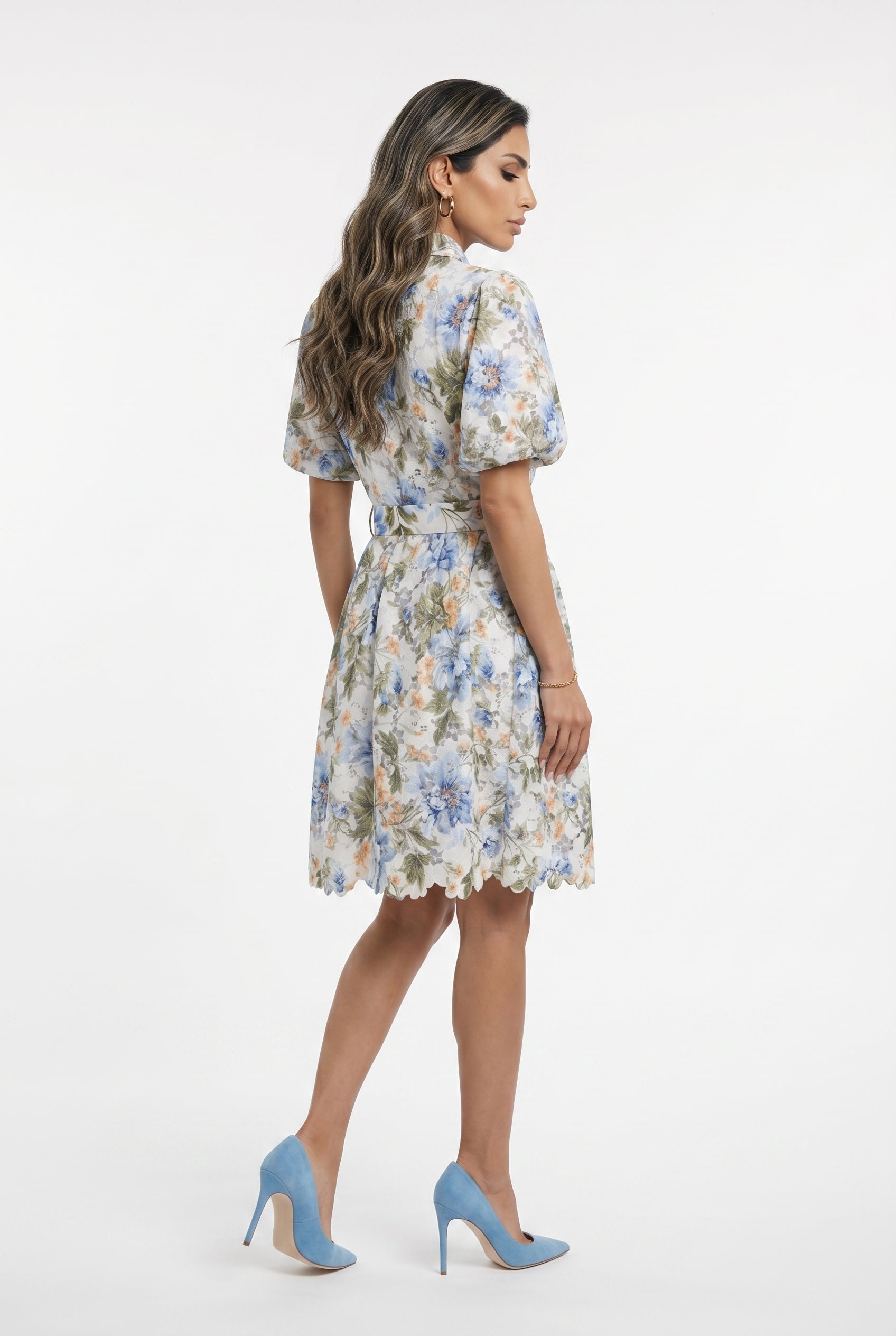 Chalice Floral Embroidery Lace Midi Dress - Brown Loft