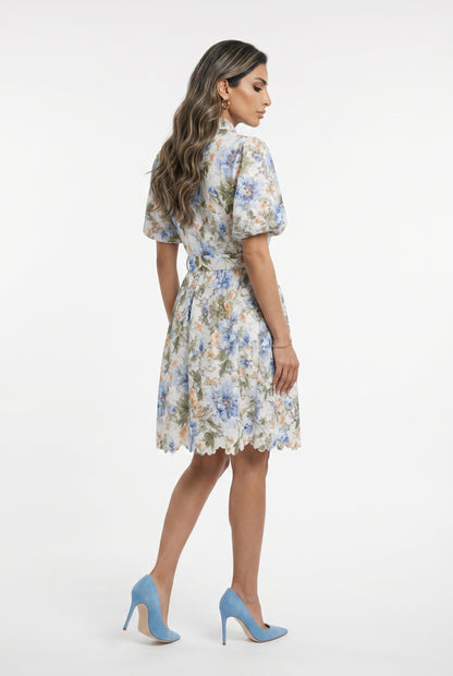 Chalice Floral Embroidery Lace Midi Dress - Brown Loft